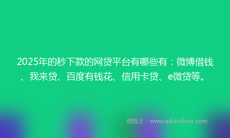 2025年的秒下款的网贷平台有哪些有：微博借钱、我来贷、百度有钱花、信用卡贷、e微贷等。