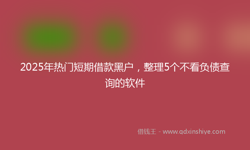 2025年热门短期借款黑户，整理5个不看负债查询的软件