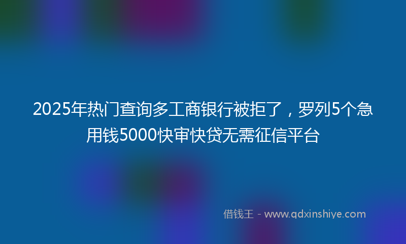 2025年热门查询多工商银行被拒了，罗列5个急用钱5000快审快贷无需征信平台