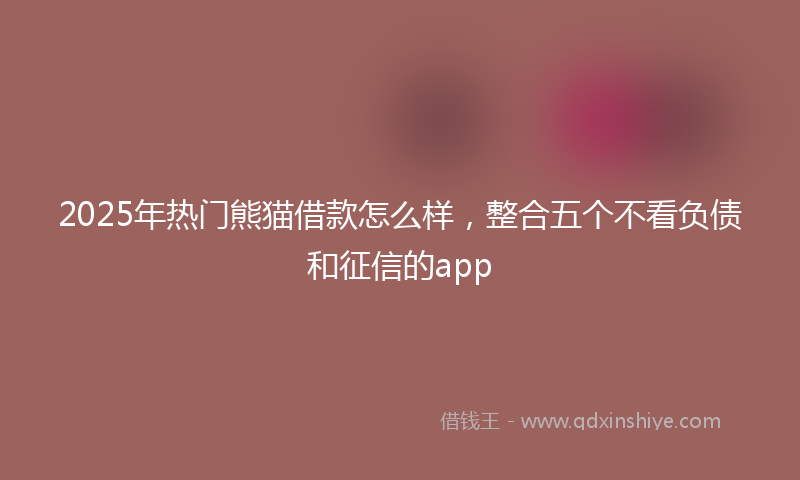 2025年热门熊猫借款怎么样，整合五个不看负债和征信的app