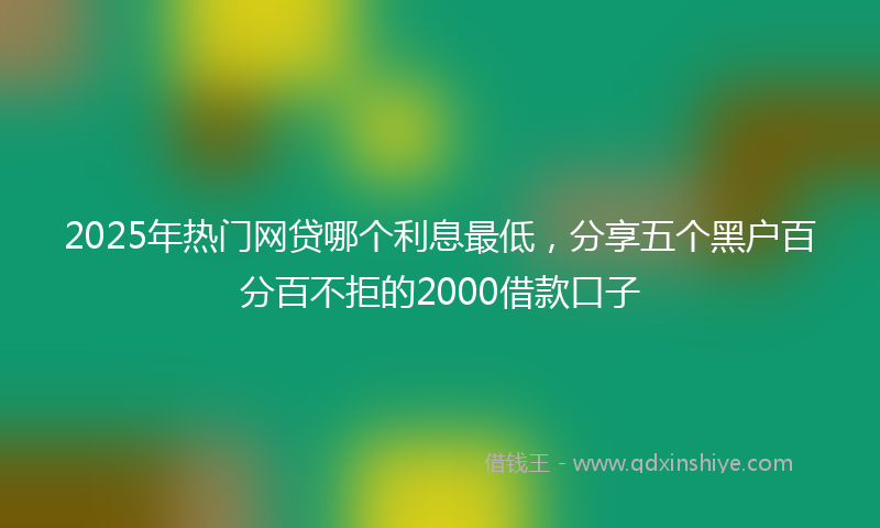 2025年热门网贷哪个利息最低，分享五个黑户百分百不拒的2000借款口子