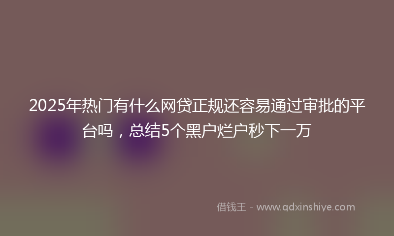 2025年热门有什么网贷正规还容易通过审批的平台吗，总结5个黑户烂户秒下一万