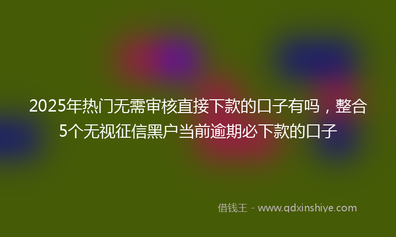 2025年热门无需审核直接下款的口子有吗，整合5个无视征信黑户当前逾期必下款的口子