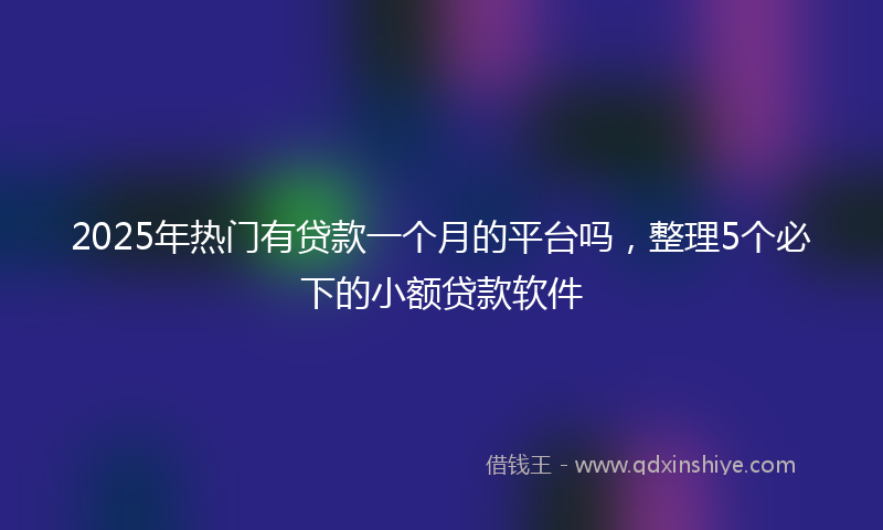 2025年热门有贷款一个月的平台吗，整理5个必下的小额贷款软件