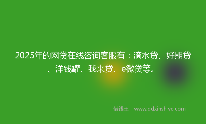 2025年的网贷在线咨询客服有：滴水贷、好期贷、洋钱罐、我来贷、e微贷等。