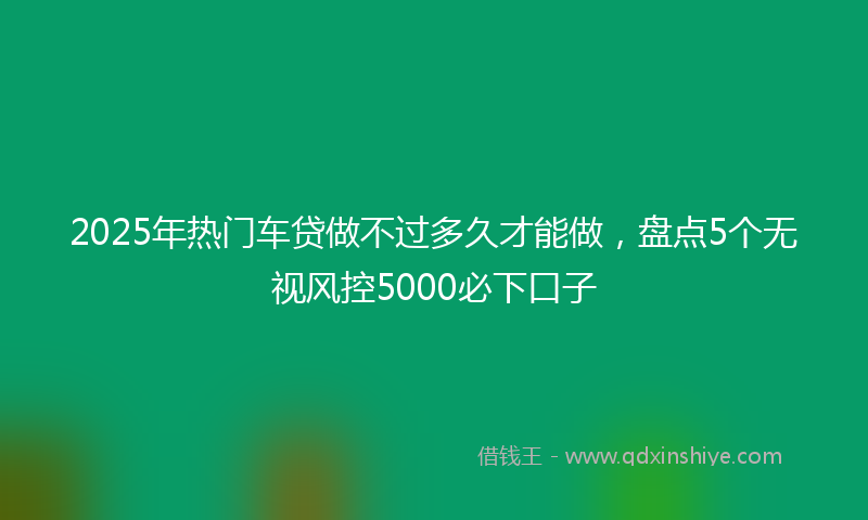 2025年热门车贷做不过多久才能做，盘点5个无视风控5000必下口子