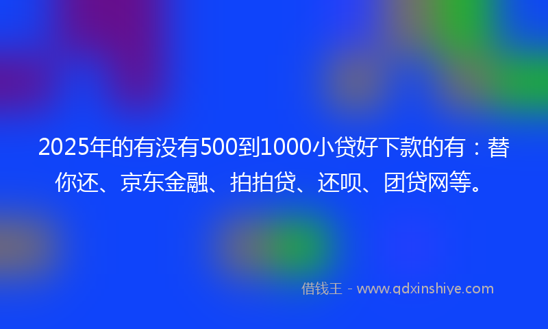 2025年的有没有500到1000小贷好下款的有：替你还、京东金融、拍拍贷、还呗、团贷网等。