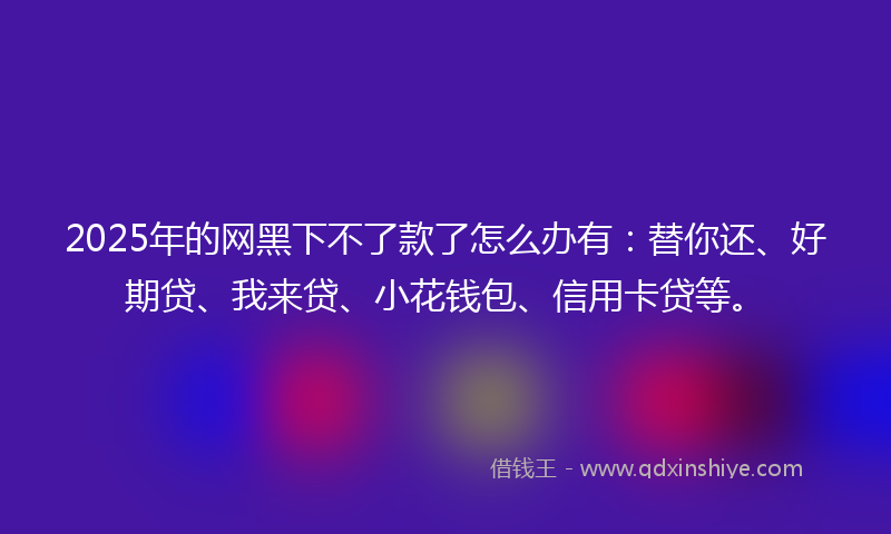 2025年的网黑下不了款了怎么办有：替你还、好期贷、我来贷、小花钱包、信用卡贷等。