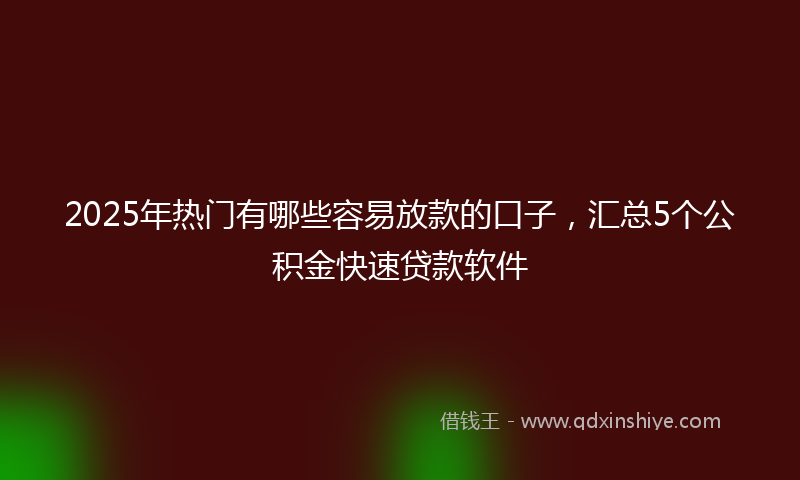 2025年热门有哪些容易放款的口子，汇总5个公积金快速贷款软件