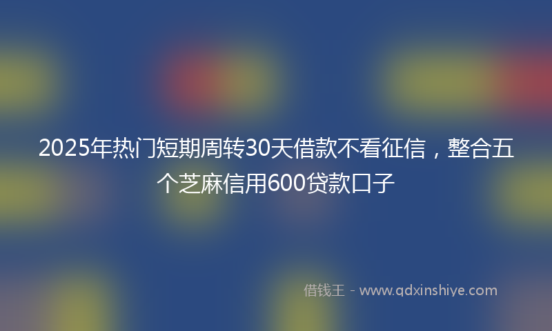 2025年热门短期周转30天借款不看征信，整合五个芝麻信用600贷款口子