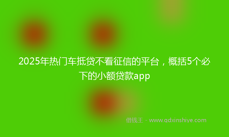 2025年热门车抵贷不看征信的平台，概括5个必下的小额贷款app