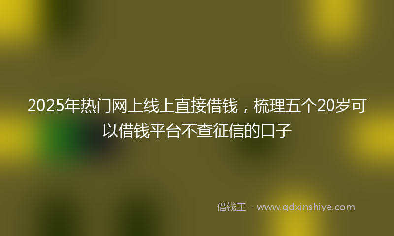 2025年热门网上线上直接借钱，梳理五个20岁可以借钱平台不查征信的口子