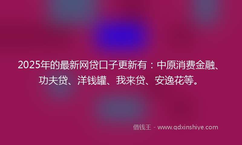 2025年的最新网贷口子更新有：中原消费金融、功夫贷、洋钱罐、我来贷、安逸花等。