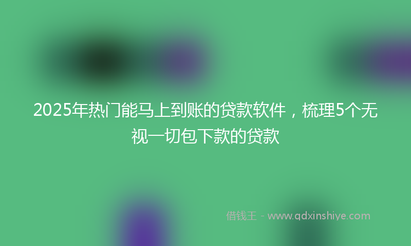 2025年热门能马上到账的贷款软件，梳理5个无视一切包下款的贷款