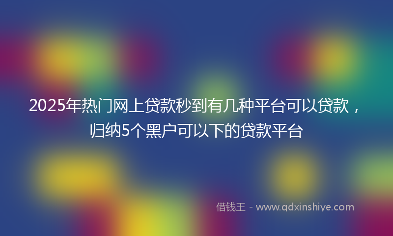 2025年热门网上贷款秒到有几种平台可以贷款，归纳5个黑户可以下的贷款平台