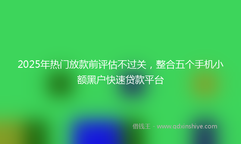 2025年热门放款前评估不过关，整合五个手机小额黑户快速贷款平台
