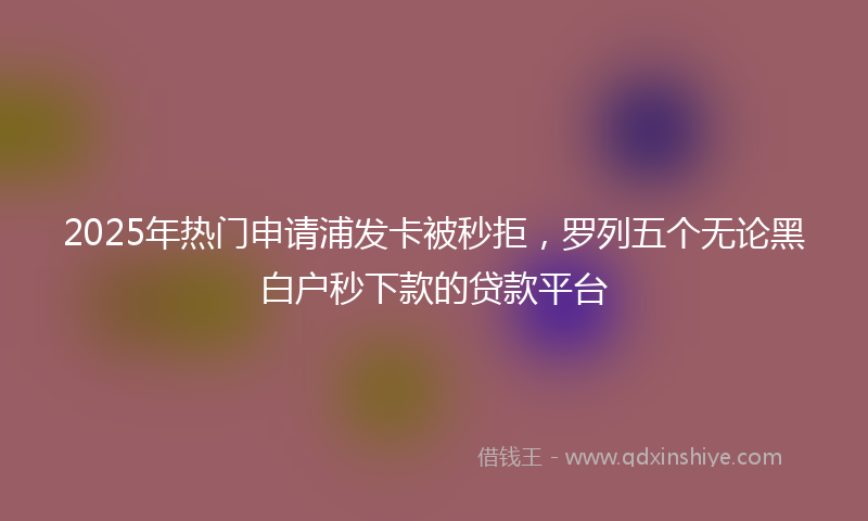 2025年热门申请浦发卡被秒拒，罗列五个无论黑白户秒下款的贷款平台