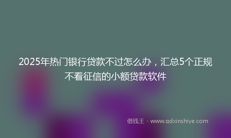 2025年热门银行贷款不过怎么办，汇总5个正规不看征信的小额贷款软件