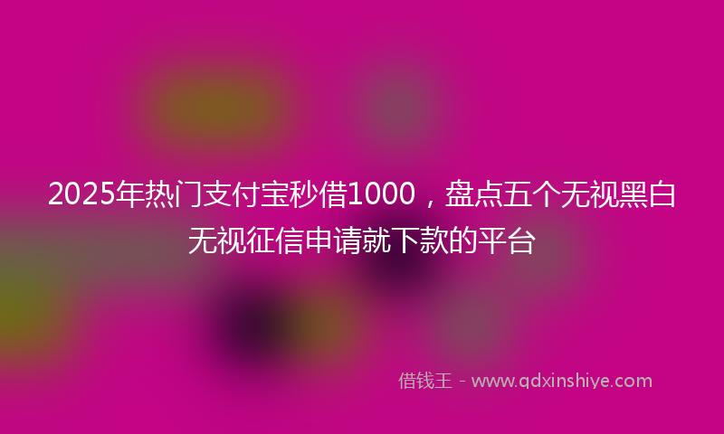 2025年热门支付宝秒借1000，盘点五个无视黑白无视征信申请就下款的平台