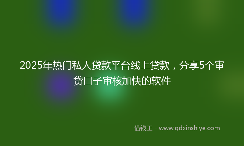 2025年热门私人贷款平台线上贷款，分享5个审贷口子审核加快的软件