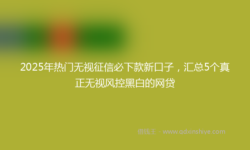 2025年热门无视征信必下款新口子，汇总5个真正无视风控黑白的网贷