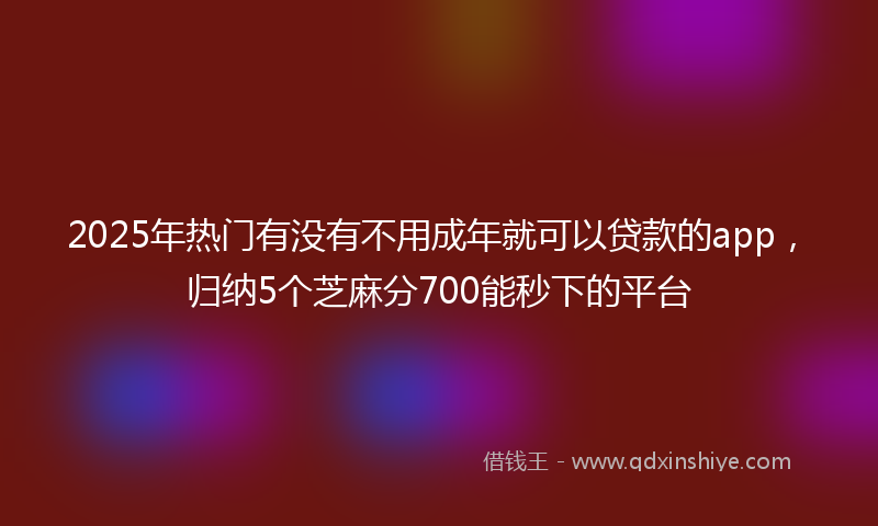 2025年热门有没有不用成年就可以贷款的app，归纳5个芝麻分700能秒下的平台