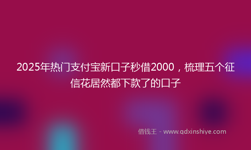 2025年热门支付宝新口子秒借2000，梳理五个征信花居然都下款了的口子