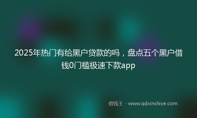 2025年热门有给黑户贷款的吗，盘点五个黑户借钱0门槛极速下款app
