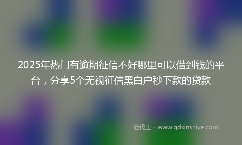2025年热门有逾期征信不好哪里可以借到钱的平台，分享5个无视征信黑白户秒下款的贷款