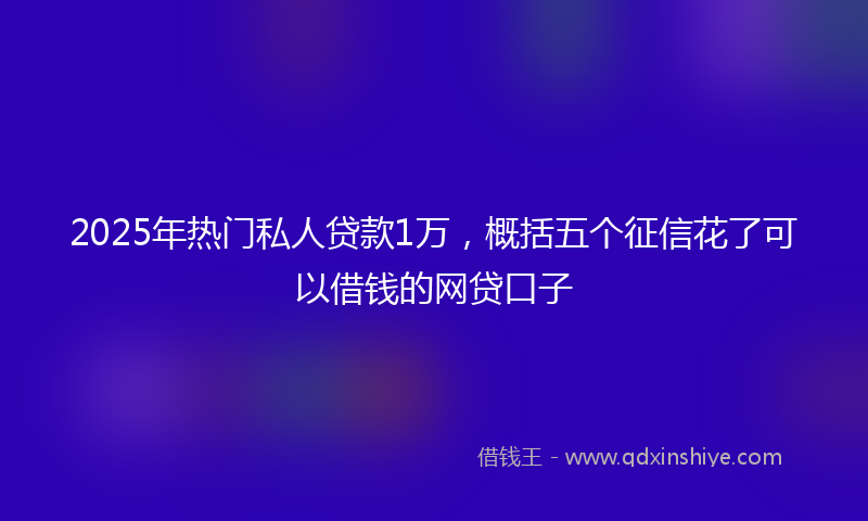2025年热门私人贷款1万，概括五个征信花了可以借钱的网贷口子