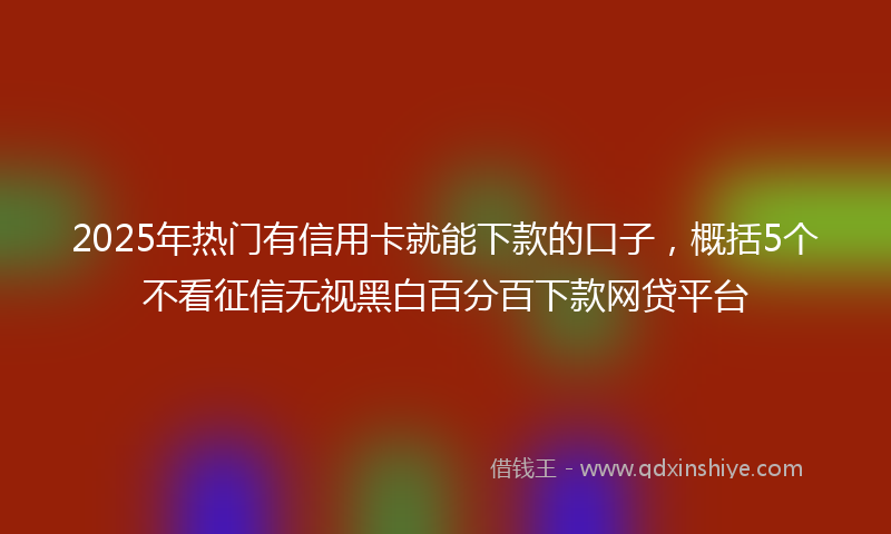 2025年热门有信用卡就能下款的口子，概括5个不看征信无视黑白百分百下款网贷平台