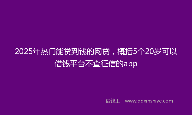 2025年热门能贷到钱的网贷，概括5个20岁可以借钱平台不查征信的app