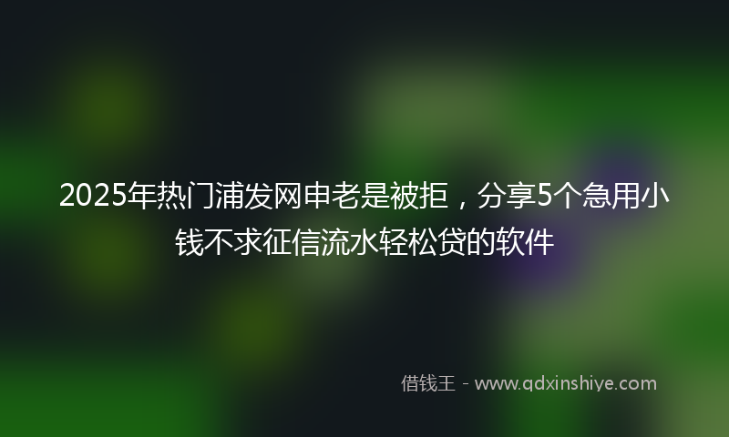 2025年热门浦发网申老是被拒，分享5个急用小钱不求征信流水轻松贷的软件