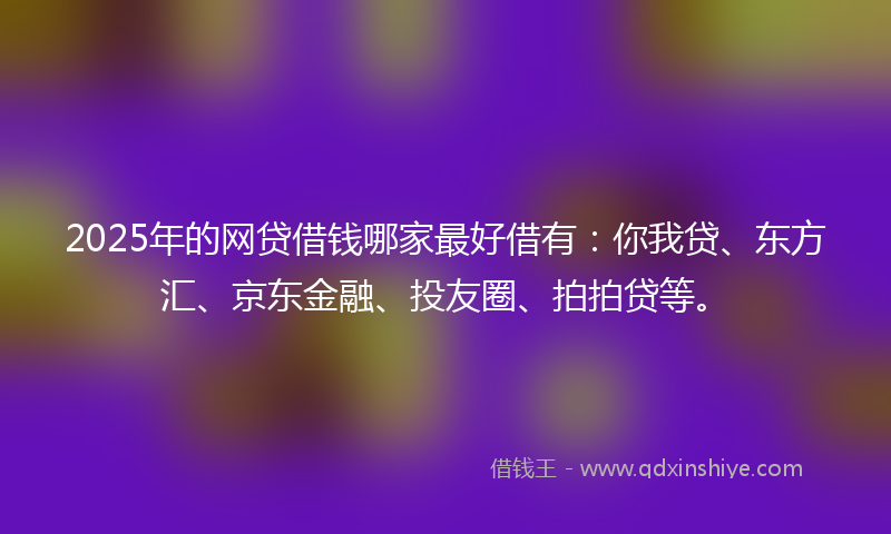 2025年的网贷借钱哪家最好借有：你我贷、东方汇、京东金融、投友圈、拍拍贷等。