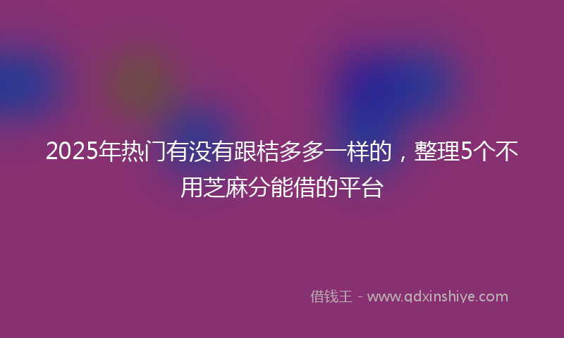 2025年热门有没有跟桔多多一样的，整理5个不用芝麻分能借的平台