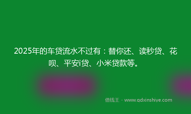 2025年的车贷流水不过有：替你还、读秒贷、花呗、平安i贷、小米贷款等。