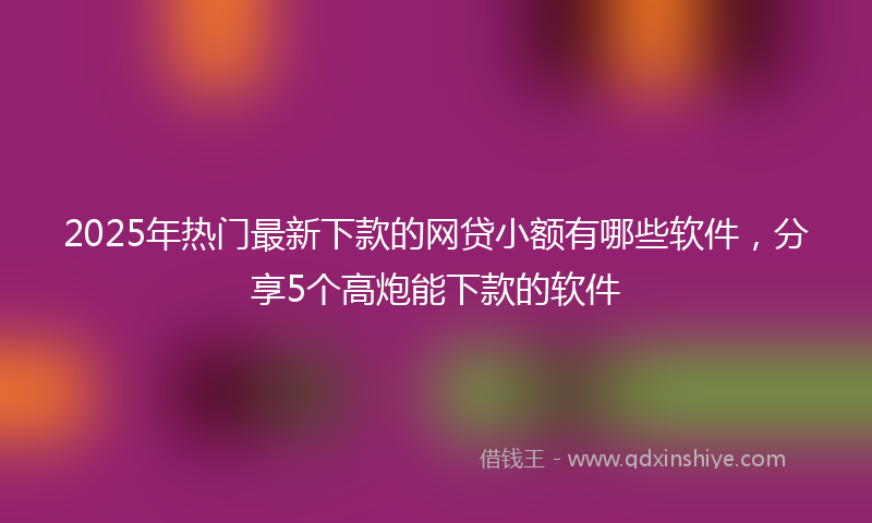 2025年热门最新下款的网贷小额有哪些软件，分享5个高炮能下款的软件