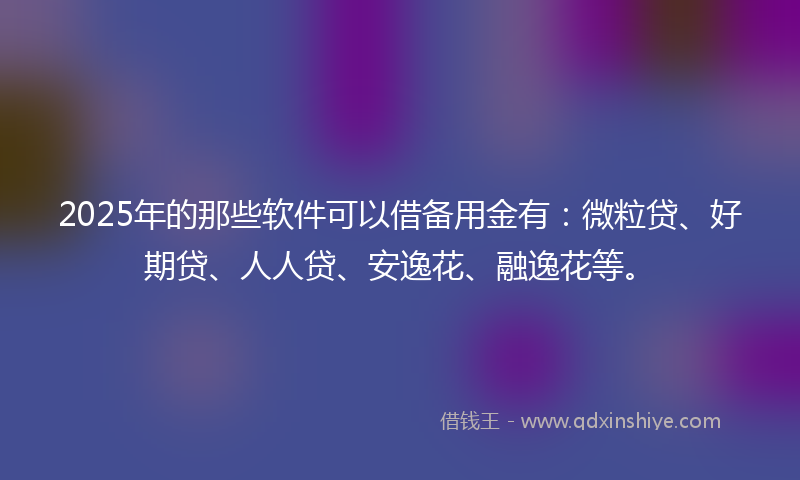 2025年的那些软件可以借备用金有：微粒贷、好期贷、人人贷、安逸花、融逸花等。