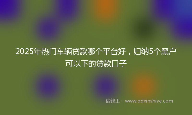 2025年热门车辆贷款哪个平台好，归纳5个黑户可以下的贷款口子