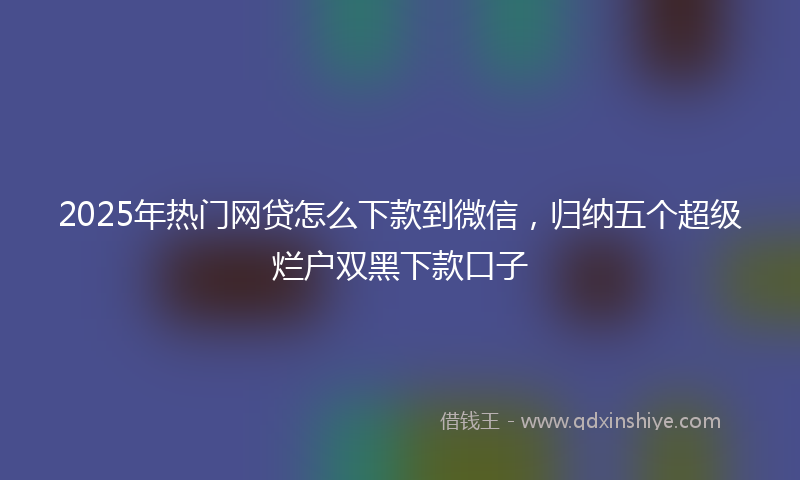 2025年热门网贷怎么下款到微信，归纳五个超级烂户双黑下款口子