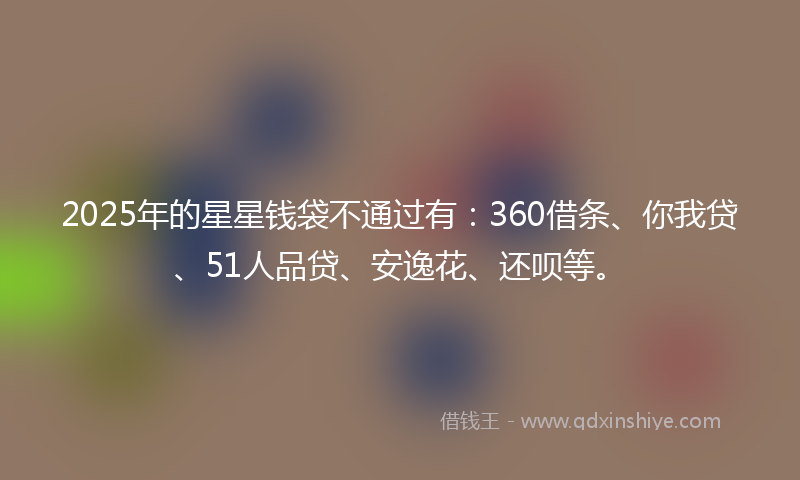 2025年的星星钱袋不通过有：360借条、你我贷、51人品贷、安逸花、还呗等。