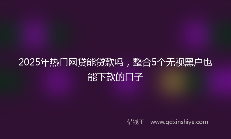 2025年热门网贷能贷款吗，整合5个无视黑户也能下款的口子
