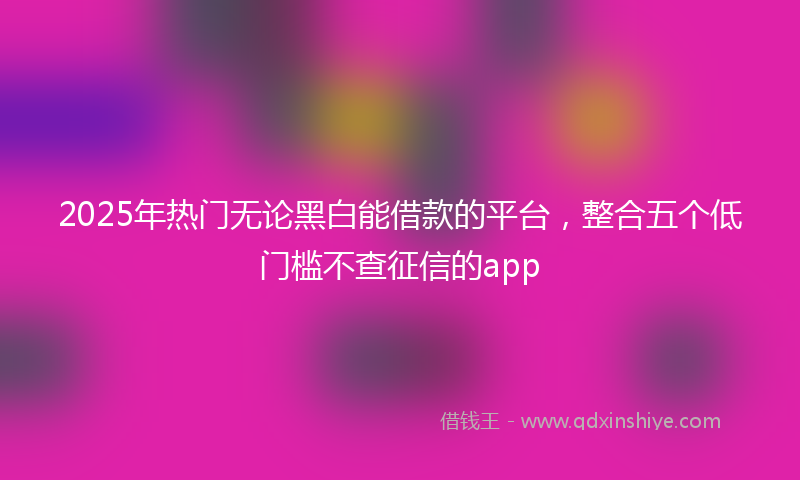 2025年热门无论黑白能借款的平台，整合五个低门槛不查征信的app