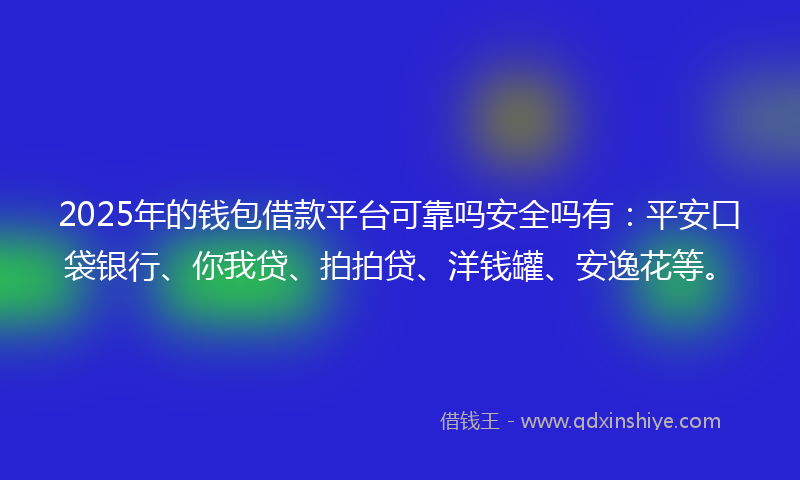 2025年的钱包借款平台可靠吗安全吗有：平安口袋银行、你我贷、拍拍贷、洋钱罐、安逸花等。