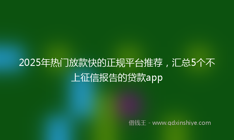 2025年热门放款快的正规平台推荐，汇总5个不上征信报告的贷款app