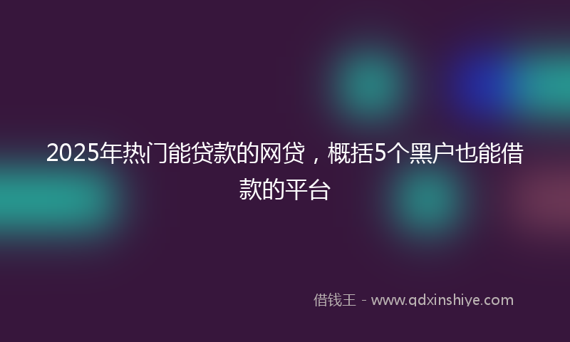 2025年热门能贷款的网贷，概括5个黑户也能借款的平台