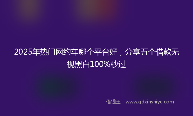 2025年热门网约车哪个平台好，分享五个借款无视黑白100%秒过