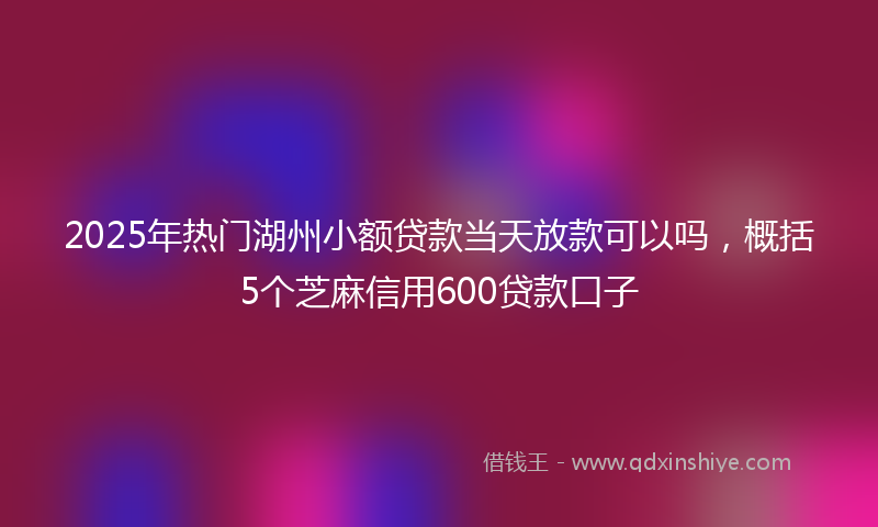 2025年热门湖州小额贷款当天放款可以吗，概括5个芝麻信用600贷款口子