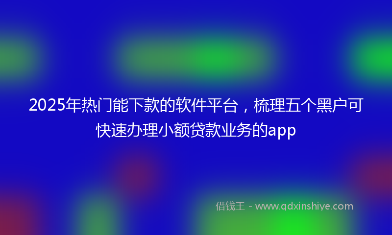 2025年热门能下款的软件平台，梳理五个黑户可快速办理小额贷款业务的app