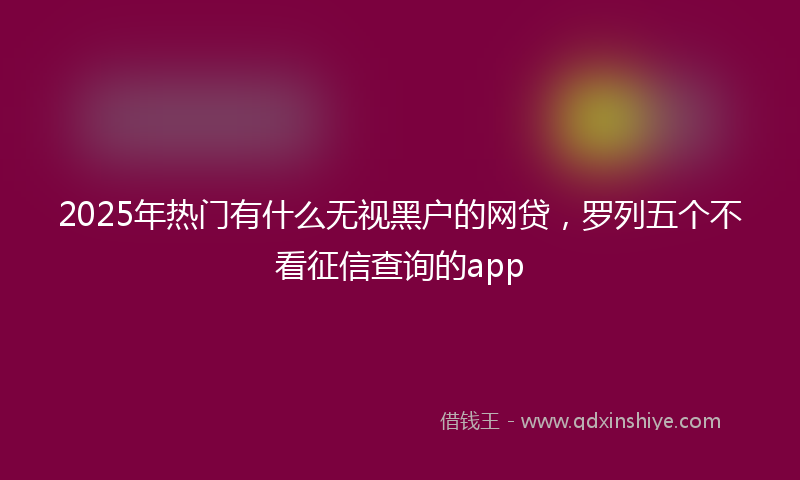 2025年热门有什么无视黑户的网贷，罗列五个不看征信查询的app